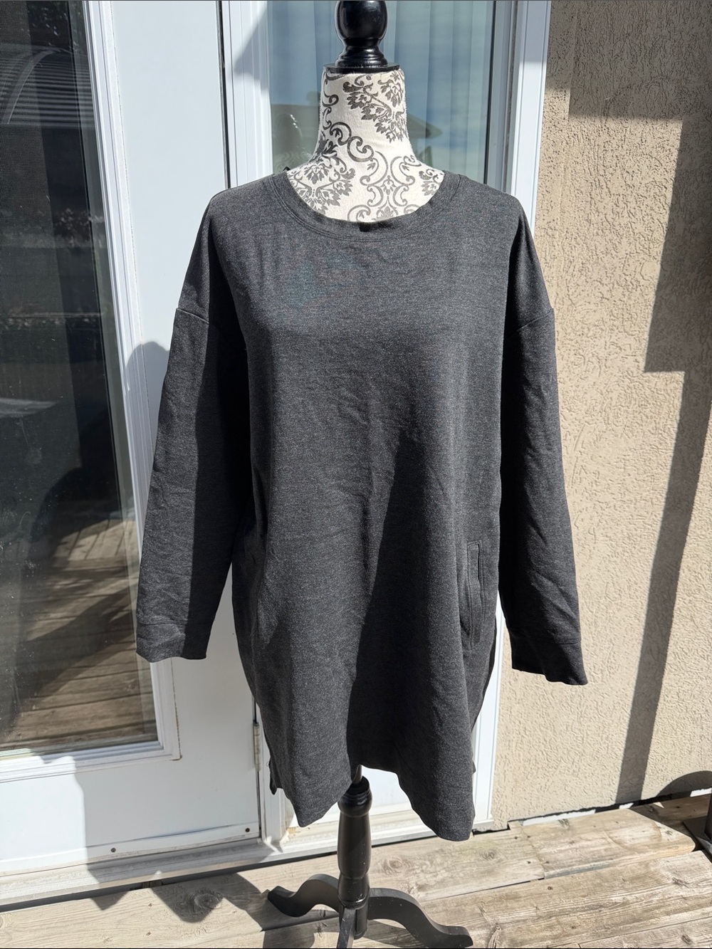Charcoal Gray Women's Long Sleeve Tunic Sweater